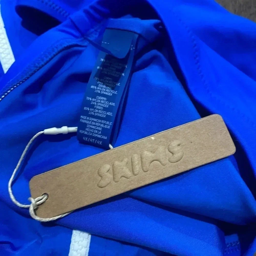 SKIMS Zip Up Swim Mock Neck Top - Cobalt blue Size 4X New with Tags